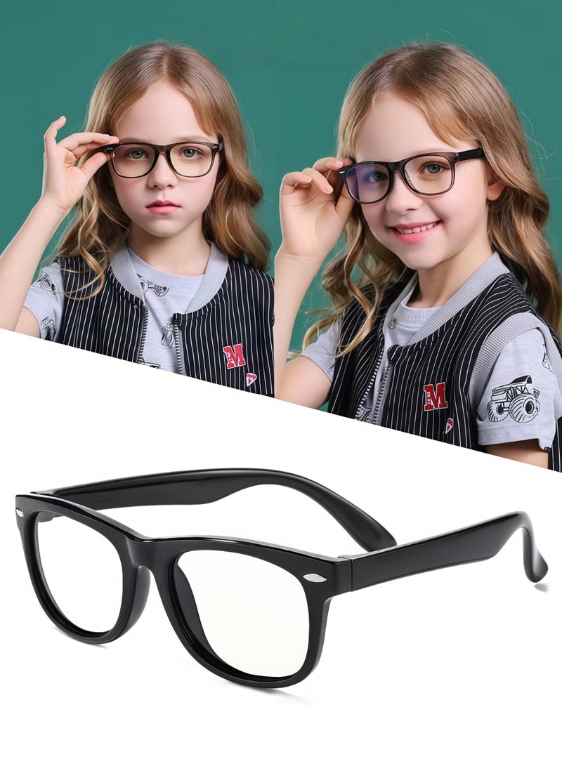 Kids Blue Light Blocking Glasses Anti-Glare Anti-UV Mobile TV Silicone Glasses for Boys Girls 3-12 Years Old Children's Blue Light Blocking Glasses Black - Image 1