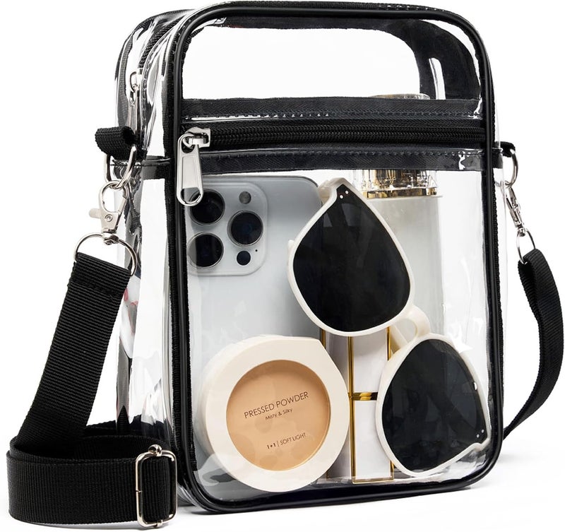 Fibrdoo Clear Crossbody Purse Bag, Clear Bag Stadium Approved with Front Pocket for Concerts Sports Festivals - Image 1