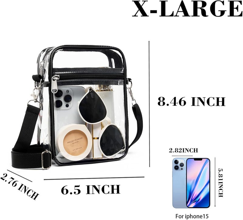 Fibrdoo Clear Crossbody Purse Bag, Clear Bag Stadium Approved with Front Pocket for Concerts Sports Festivals - Image 4