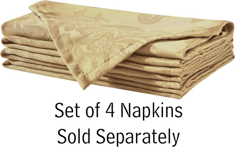 Newbridge Barcelona Damask Fabric Napkins, Set of 4, Gold – No Iron, Soil Resistant Cloth Napkins for Dining, Parties and Holidays - Image 2