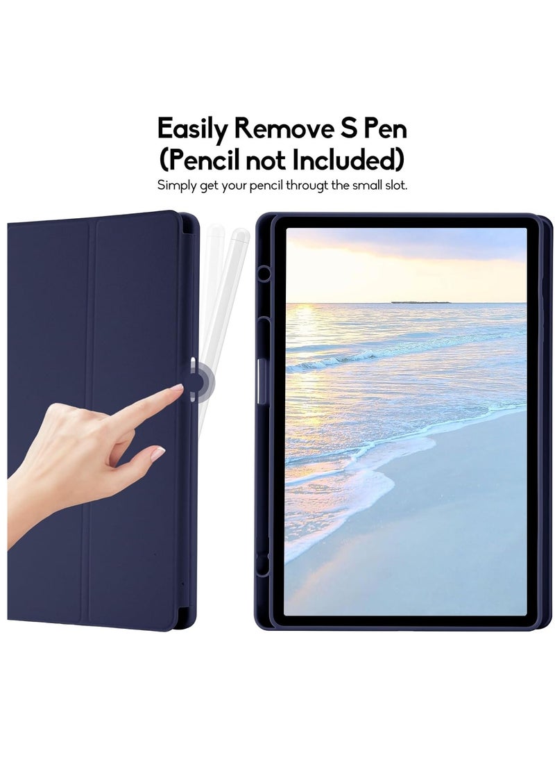 ميجوفاست جراب Samsung Galaxy Tab S10Fe /S9Fe مع حامل قلم S، جراب واقٍ ذكي بحامل ثلاثي الطيات مع ظهر ناعم من مادة TPU، غطاء بخاصية السكون/التنشيط التلقائي لجراب Samsung Galaxy Tab S10 Fe /S9Fe، أزرق - Image 4