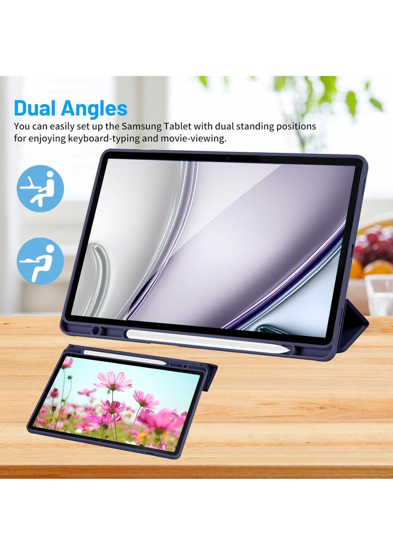 ميجوفاست جراب Samsung Galaxy Tab S10Fe /S9Fe مع حامل قلم S، جراب واقٍ ذكي بحامل ثلاثي الطيات مع ظهر ناعم من مادة TPU، غطاء بخاصية السكون/التنشيط التلقائي لجراب Samsung Galaxy Tab S10 Fe /S9Fe، أزرق - Image 2