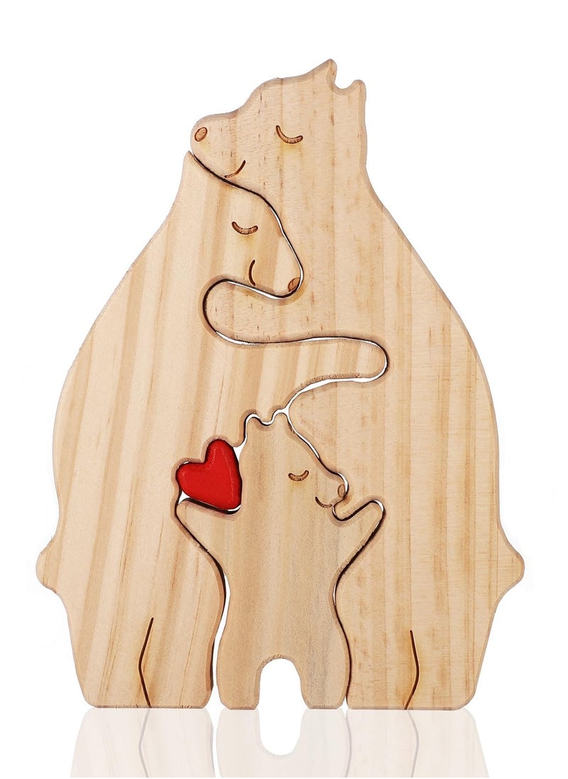 KASTWAVE - Personalized Family Name Puzzle, 3 Bears Wooden Bear Family Puzzle Decorative Wooden Bear Puzzle Creative Birthday Gifts for Parents Home Decor Housewarming Gifts - Image 1