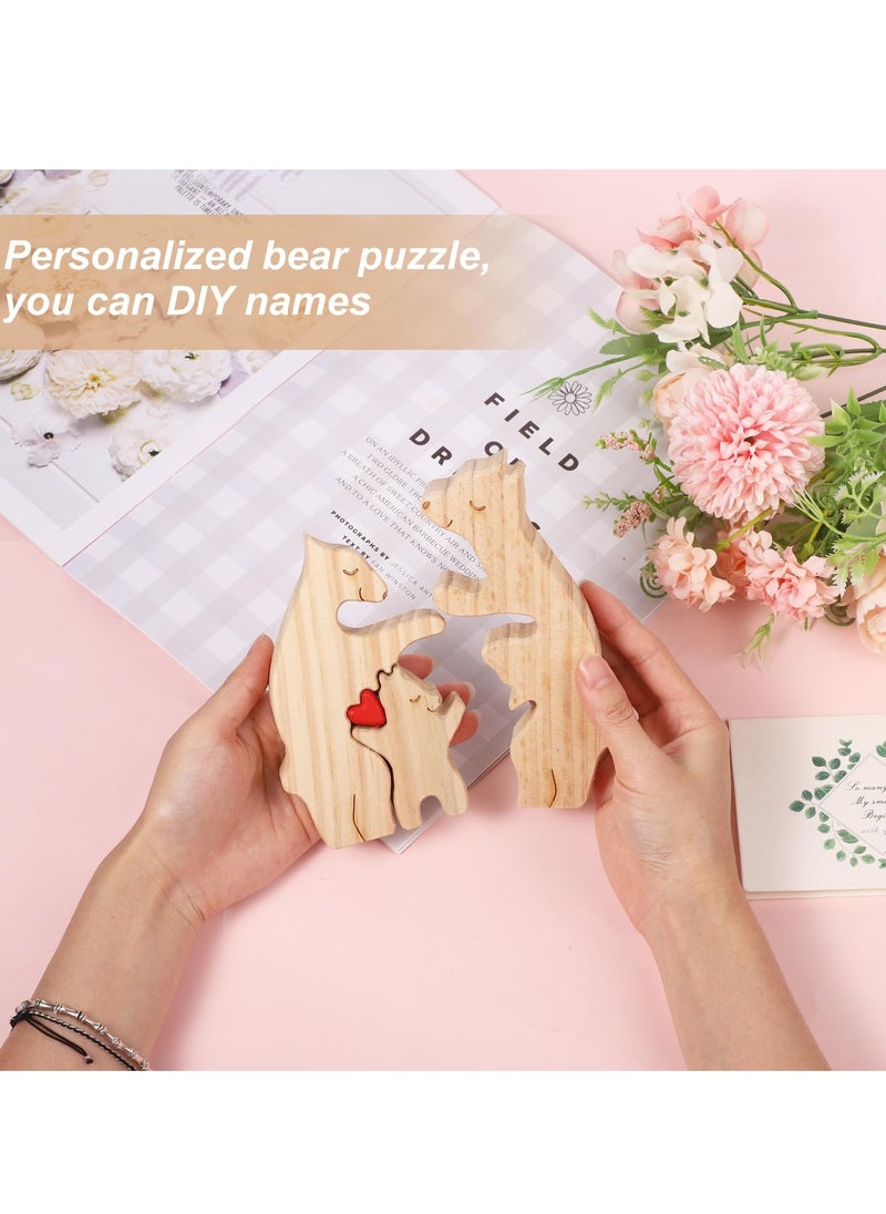 KASTWAVE - Personalized Family Name Puzzle, 3 Bears Wooden Bear Family Puzzle Decorative Wooden Bear Puzzle Creative Birthday Gifts for Parents Home Decor Housewarming Gifts - Image 1
