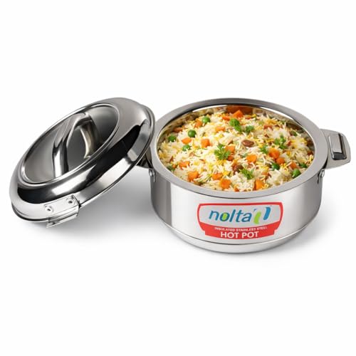 Nolta Classy Roti Casserole (1.5L) Hot Pot Stainless Steel, 1yr Replace-Guarantee, ISO Certified, Food Grade, Longer Food Storage with Double Walled Food Warmer (Silver) - Image 1