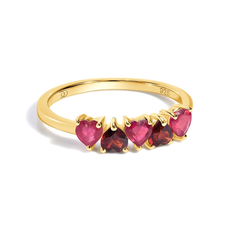 Moon Magic | Authentic Rainbow Moonstone Ring, Ruby, Garnet, Rose Quartz, Obsidian, Amethyst, Multi Color/Real 925 Sterling Silver | 18k Rose Yellow Gold Birthstone Rings for Women/Genuine Gemstones - Image 1