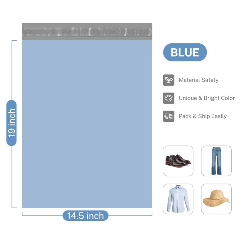 Metronic Poly Mailers Bags 14.5x19 100 Pcs | Medium Shipping Bags for Clothes | Large Mailers Poly Bags, Shipping Envelopes, Mailing Bags for Small Business with Strong Adhesive Blue - Image 2