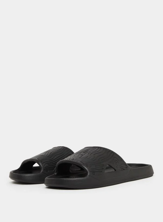 ستايلي صنادل رجالية سوداء بنقوش انزلاقية