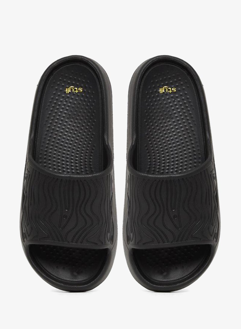 Styli Men Black Textured Slip-On Sandals - Image 5