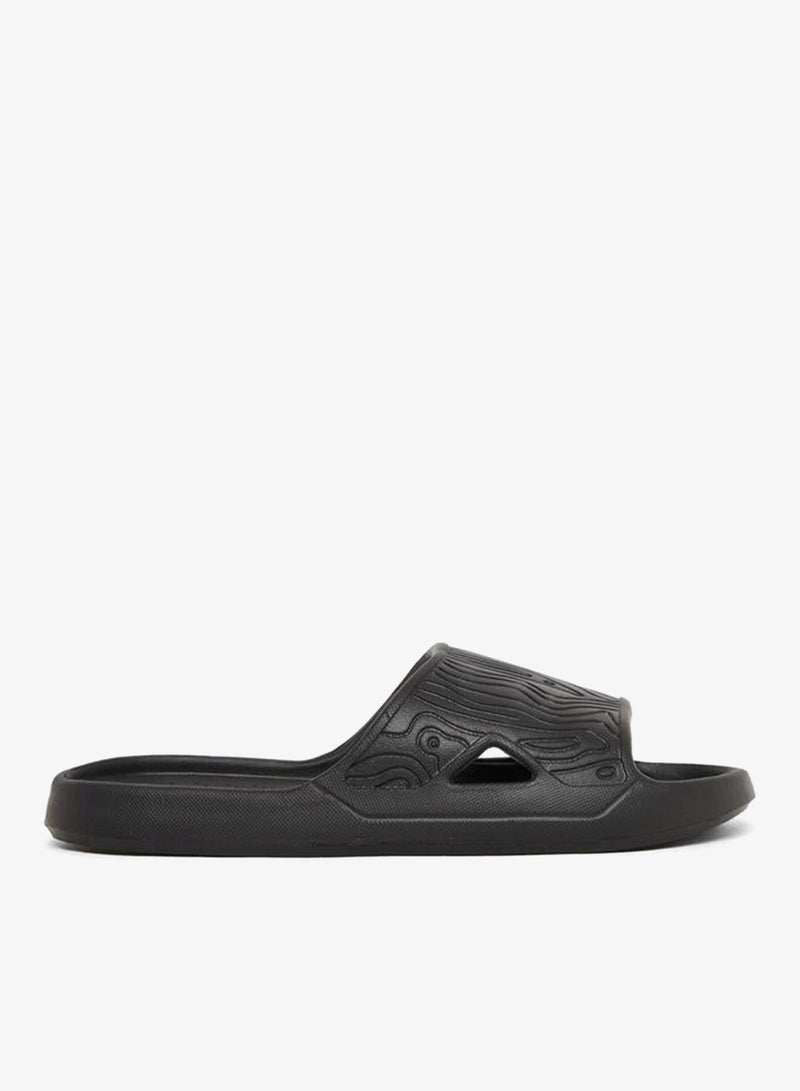 Styli Men Black Textured Slip-On Sandals - Image 1