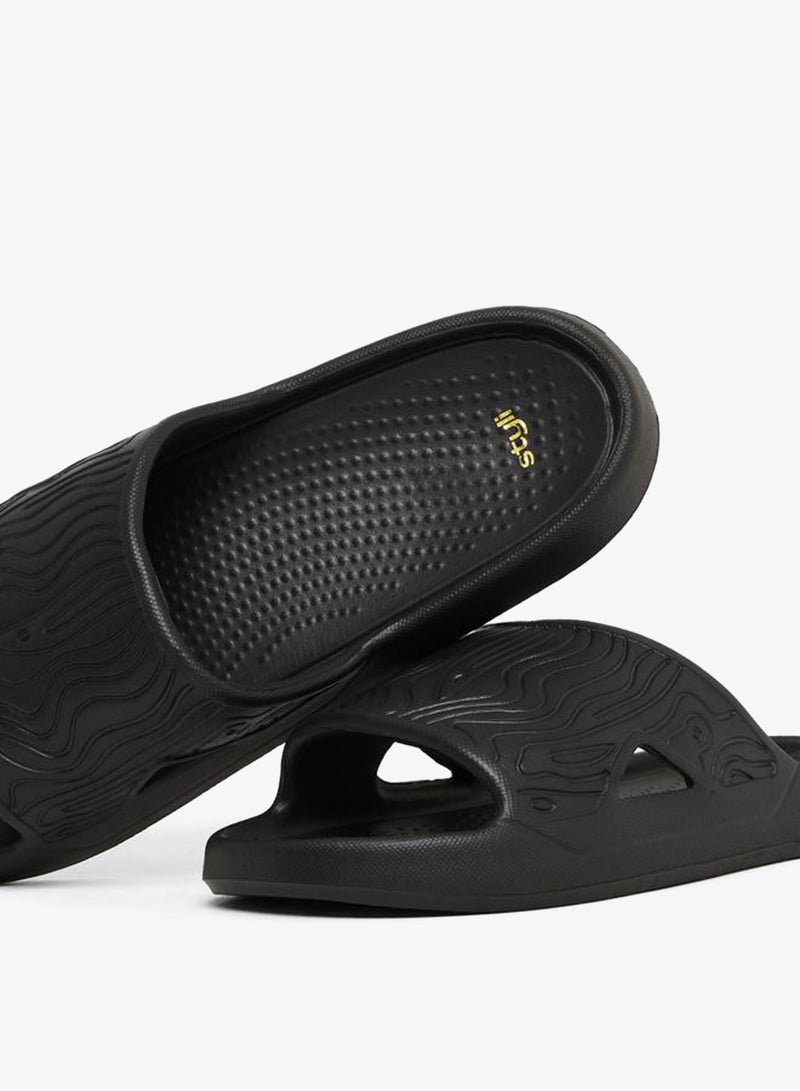 Styli Men Black Textured Slip-On Sandals - Image 3