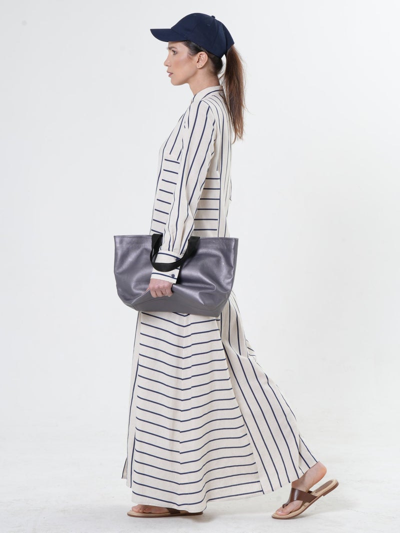 ميتامورفوزا فستان ماكسي مخطط باللون الأزرق (أناقة صيفية منعشة) - Image 3