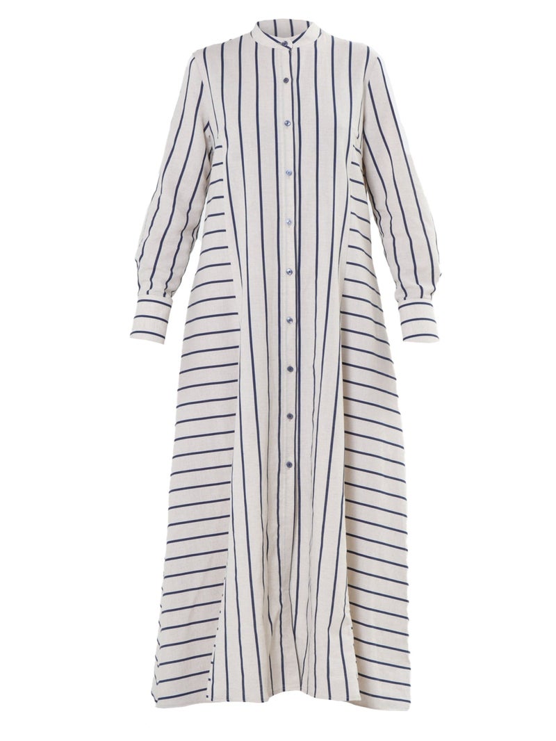 ميتامورفوزا فستان ماكسي مخطط باللون الأزرق (أناقة صيفية منعشة) - Image 2