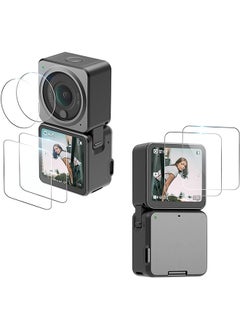O Ozone (2 Set) Tempered Glass Screen Protector for DJI Action 2 Dual-Screen Combo + Lens Protector Action Camera Accessories-Clear  - Image 1