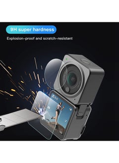 O Ozone (2 Set) Tempered Glass Screen Protector for DJI Action 2 Dual-Screen Combo + Lens Protector Action Camera Accessories-Clear  - Image 3