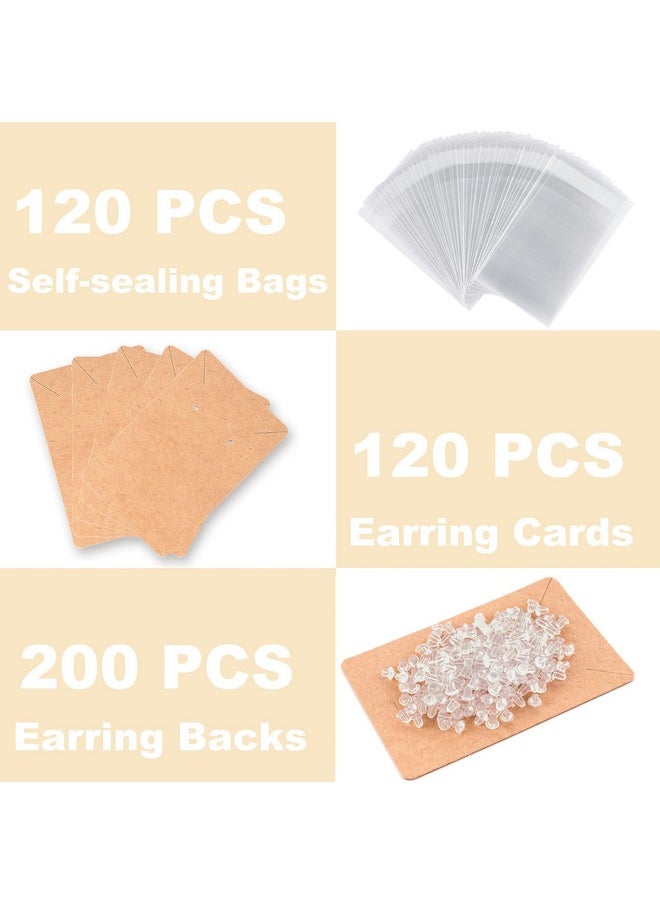 Hoewina - Earring Cards For Selling Including 120 Pcs Earring Holder Cards 120 Earring Packaging And 240 Pcs Earring Backs For Necklace/Jewelry Display Jewelry Packaging 3.5X2.4 Inches (Brown) - Image 1