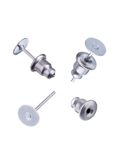 DIY Crafts Pack Of 400 Pcs, Silver, Pairs Bullet Clutch Earring Backs with Pad Earring Safety Backs (Silver; Gold; C (Pack Of 400 Pcs, Silver)