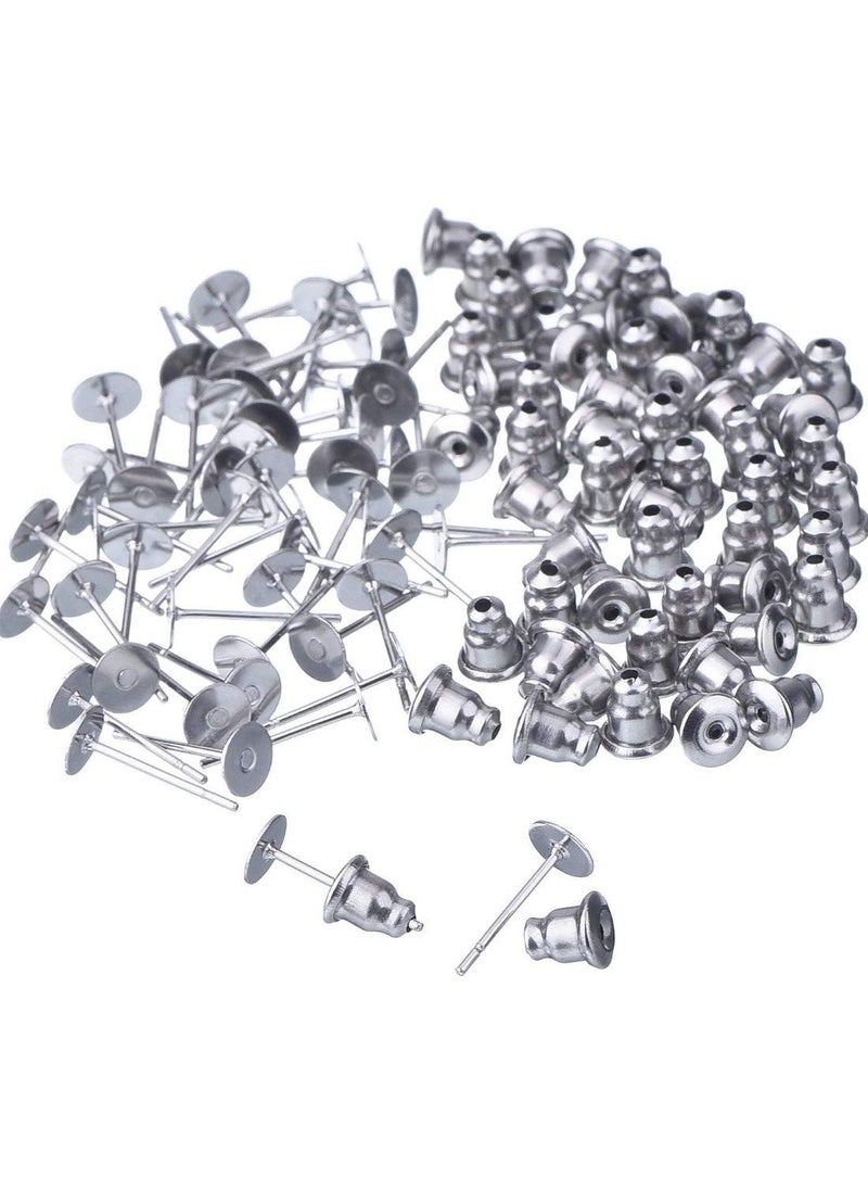 DIY Crafts - DIY Crafts Pack Of 400 Pcs, Silver, Pairs Bullet Clutch Earring Backs with Pad Earring Safety Backs (Silver; Gold; C (Pack Of 400 Pcs, Silver) - Image 1