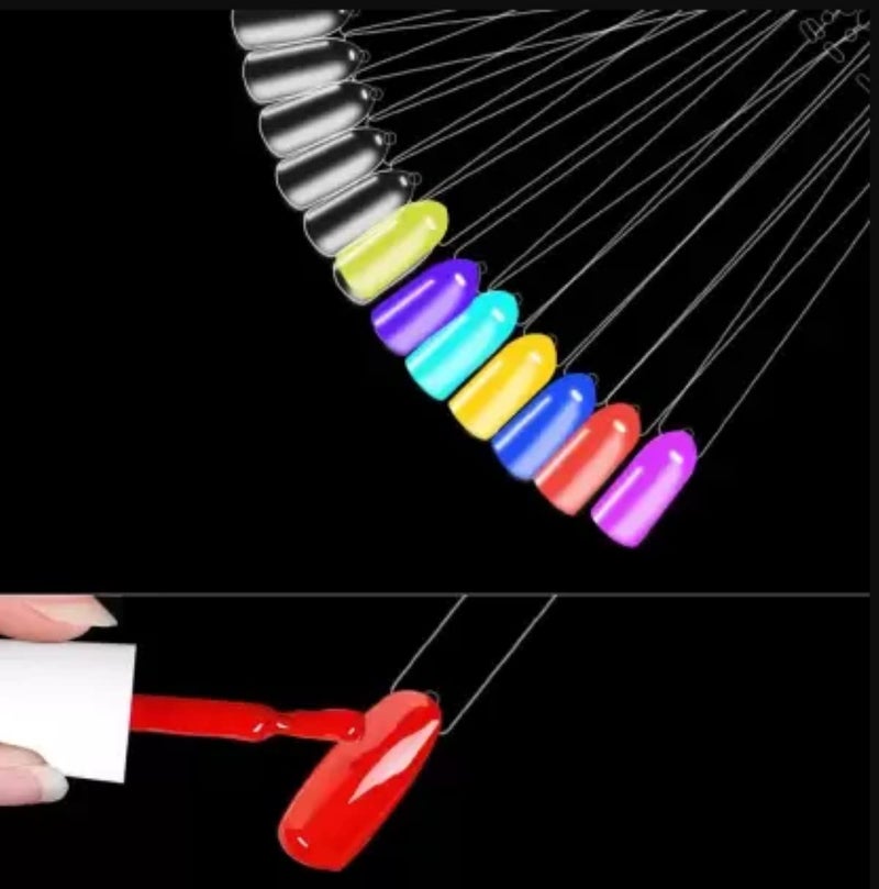 feelhigh Fanshaped Nail Art Tips Display Polish Board Display Practice Sticks 100Pcs set - Image 3