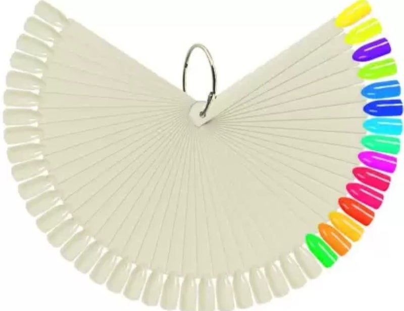 feelhigh Fanshaped Nail Art Tips Display Polish Board Display Practice Sticks 100Pcs set - Image 1