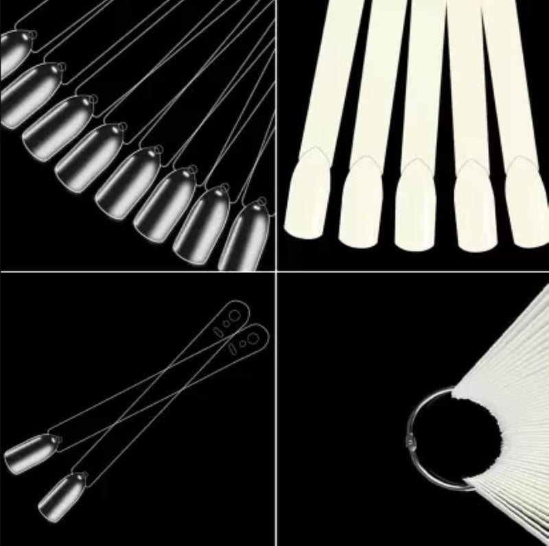 feelhigh Fanshaped Nail Art Tips Display Polish Board Display Practice Sticks 100Pcs set - Image 2