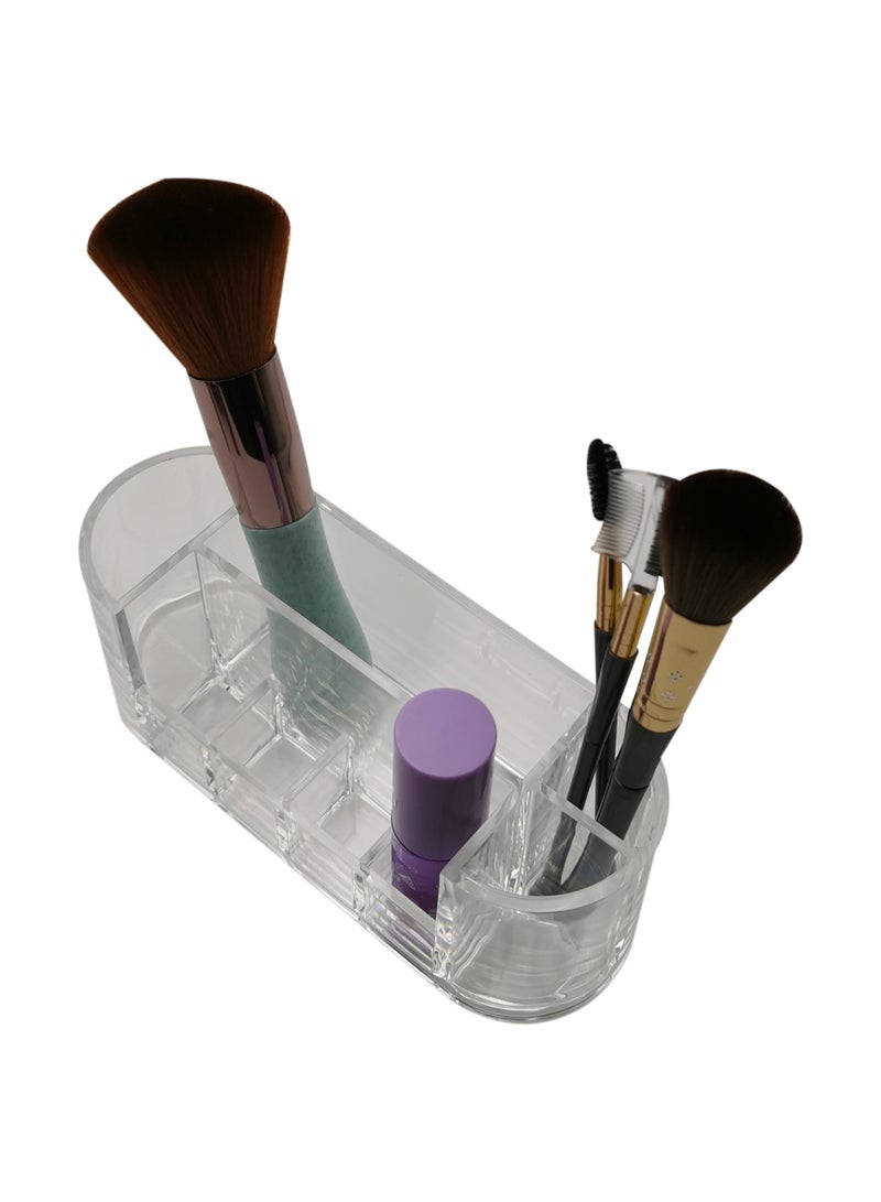 Oval Makeup Organizer,Lipstick Holder Case, Nail Paint Brush Tray, Dressing Table Organizer, Makeup Organizer, and Vanity Box for Cosmetics Storage. - Image 1