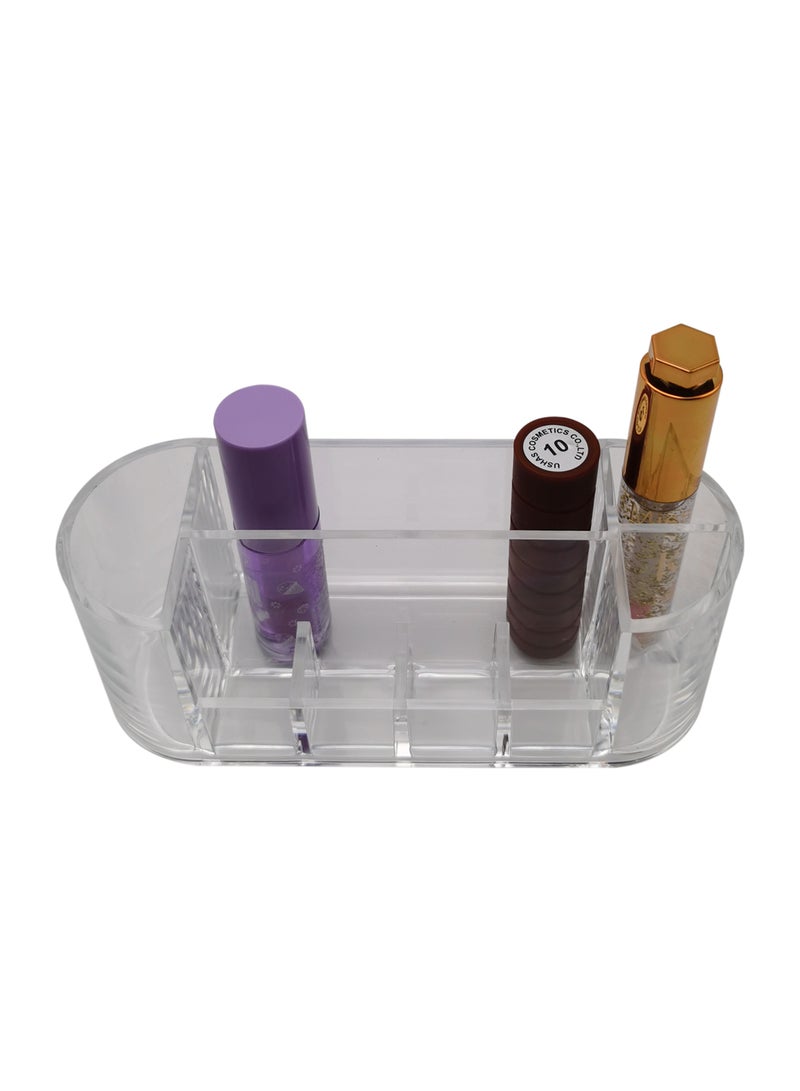Oval Makeup Organizer,Lipstick Holder Case, Nail Paint Brush Tray, Dressing Table Organizer, Makeup Organizer, and Vanity Box for Cosmetics Storage. - Image 3