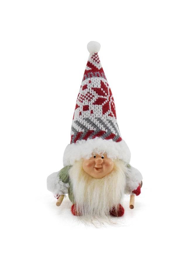Cross Border Decorations Dwarfs Resin Face Goblin Doll Doll Sled Ski Gnome Gift-Color:Take The Ski Stick 8*9*17cm - Image 1