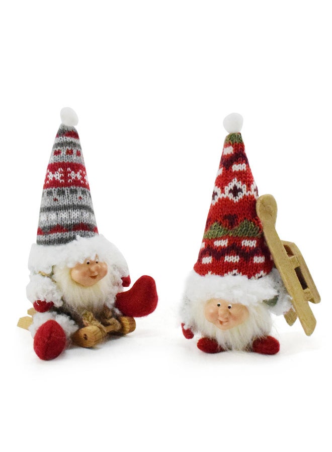 Cross Border Decorations Dwarfs Resin Face Goblin Doll Doll Sled Ski Gnome Gift-Color:Take The Ski Stick 8*9*17cm - Image 5