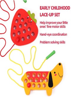 GEMEM Wooden Lacing Threading Toys Fine Motor Skill Toys for 3 Year Old Educational and Learning Montessori Toddler Travel Toy 1 Strawberry and 1 Dog - pzsku/Z78427678D23C5F43609CZ/45/_/1686915435/74682a90-b69e-4773-aaea-651a84771538