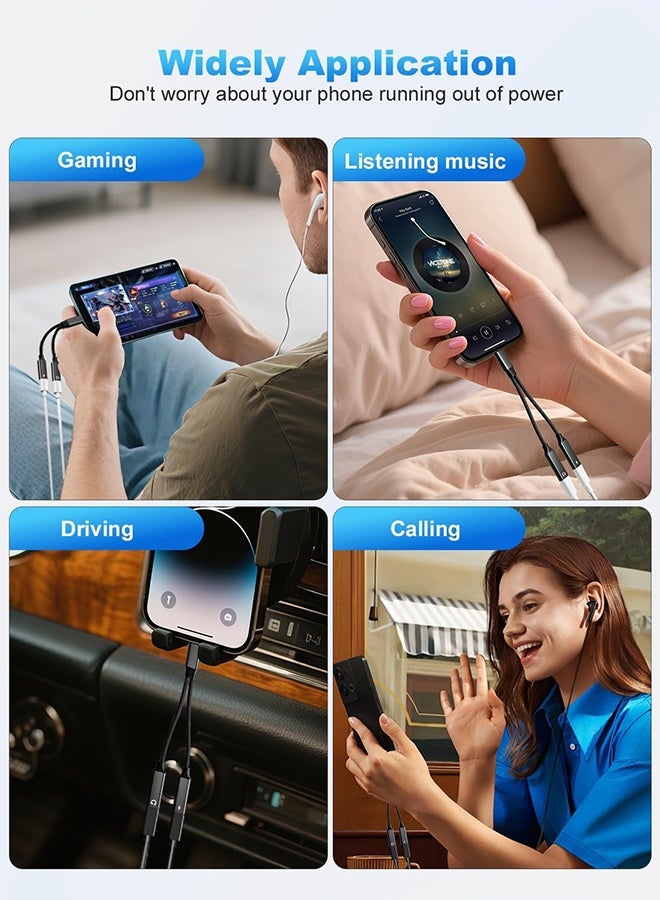 Wffo 2 in 1 Dual USB C Headphone and Charger - with PD 60W Fast Charging - New Audio Charger Adapter DAC Type C Aux Earphone Splitter Compatible With Apple iPad Pro Galaxy S24 Ultra S10 Lite Note10 A90 Z Flip Tab S6 Huawei P30 - Support Call+Charging - Black - Image 5