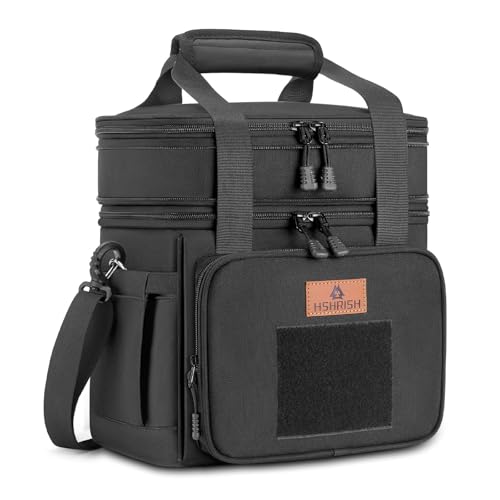 HSHRISH Xlarge Expandable Tactical Lunch Box for Adults Durable Leakproof Insulated Lunch Cooler Bag for Men Work Office Outdoor Picnic Trips Camping 36 Cans22 L Black
