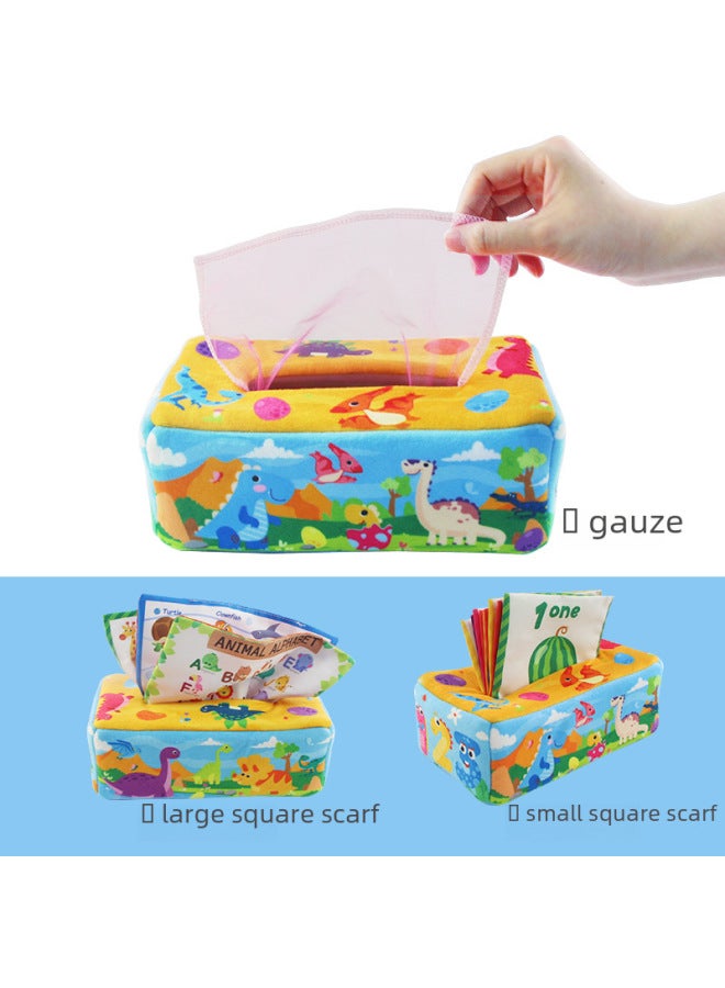 Baby Plush Tissue Box Comfort Toys Baby Simulation Learning Exercise Tissue Puzzle Early Education Toys-Color:CP5975 Animal Tissue Box (8 Gauze Towel +3 Large Square Towel) Bag  - Image 4