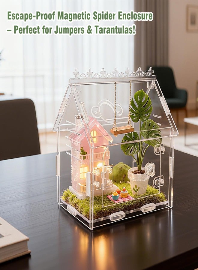 WEIKEJINA Magnetic Acrylic Spider Enclosure Kit - 5.9"x3.9"x5.1" Escape-Proof Terrarium for Jumping Spiders, Tarantulas & Mantis with Secure Magnetic Door & Ventilation - Image 5