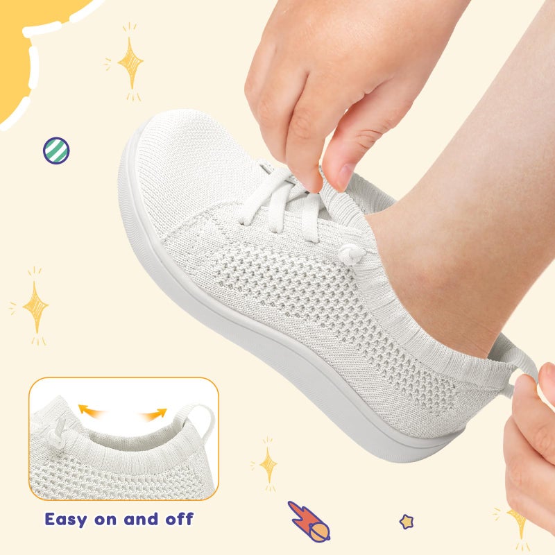 LeIsfIt Toddler Shoes Boys Girls Wide Barefoot Sneakers Kids Zero Drop Minimalist Sneakers Slip on Tennis Shoes White 13 Little Kid - Image 5