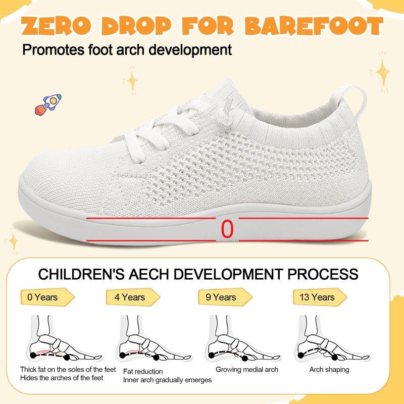 LeIsfIt Toddler Shoes Boys Girls Wide Barefoot Sneakers Kids Zero Drop Minimalist Sneakers Slip on Tennis Shoes White 13 Little Kid - Image 4