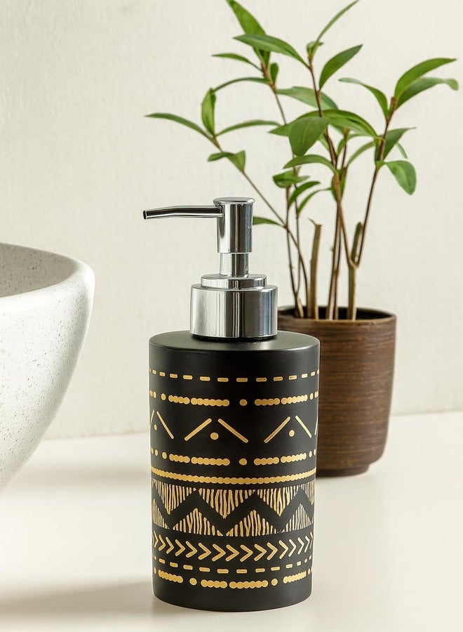 LAGET®Liquid Soap Dispenser Plastic Bottle with Pump for handwash in Bathroom/Kitchen Sink Pack of 1 Black Gold Print (300 Ml) - Image 1