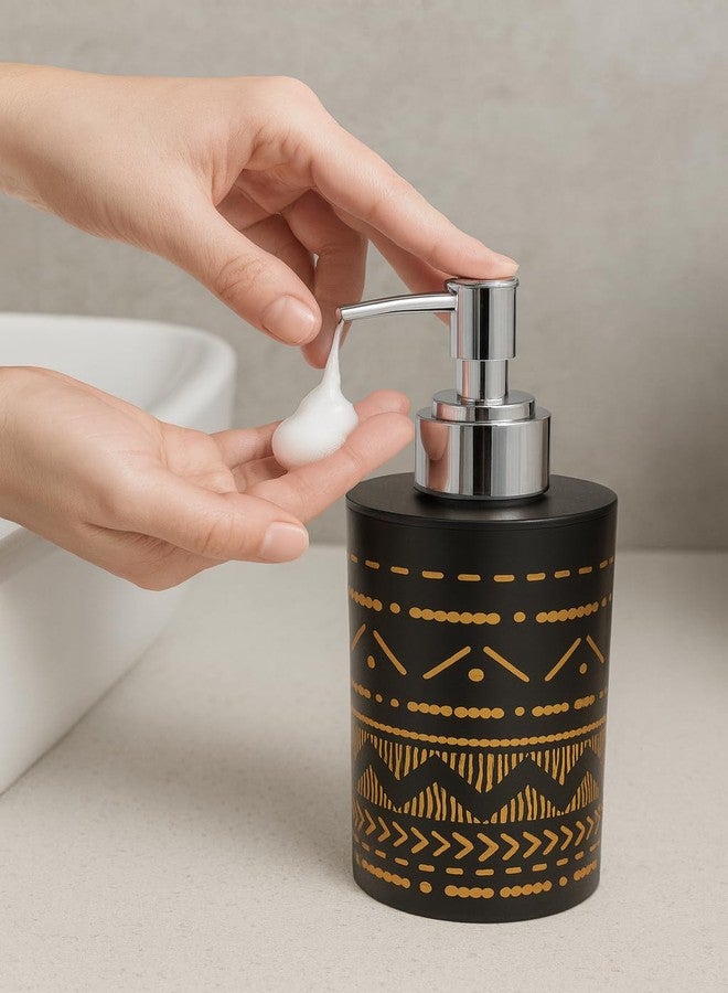 LAGET®Liquid Soap Dispenser Plastic Bottle with Pump for handwash in Bathroom/Kitchen Sink Pack of 1 Black Gold Print (300 Ml) - Image 2