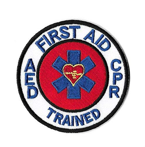 First Aid AED CPR Trained Patch 3 Inch Embroidered Iron or Sew on Badge DIY Applique Bag Jacket Shirt