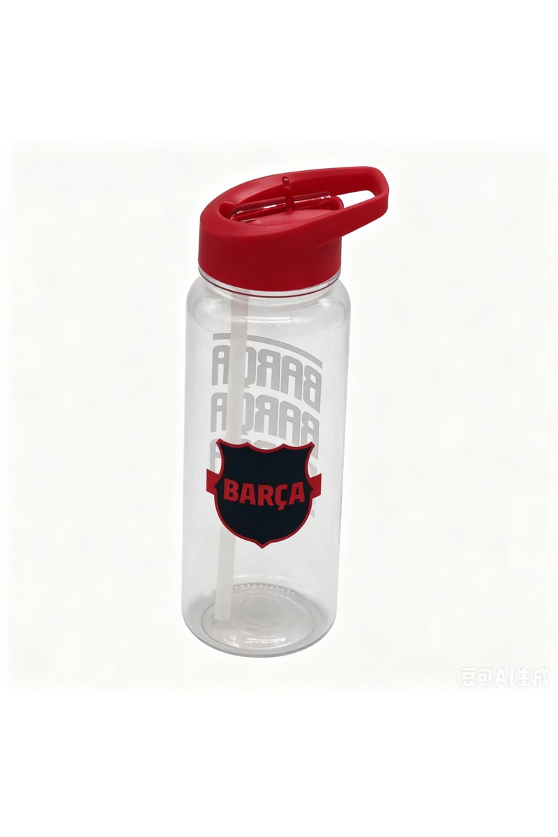 Bamboo Bark FC Barcelona Plastic Water Bottle 600ml with Straw Lid, BARCA Football Leakproof School Bottle for Boys, Teens & Kids, Reusable Sports Bottle for Gym, Travel & Outdoor Use (Green & Black) - Image 2