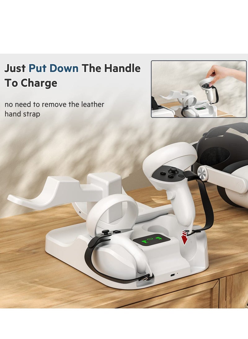 قاعدة شحن لسماعة الواقع الافتراضي Quest 2 وحامل شحن لـ OculusMeta Quest 2 محطة شحن عالية السرعة لسماعة الواقع الافتراضي وأجهزة التحكم باللمس، شحن سريع مع مؤشر LED ملون - Image 2