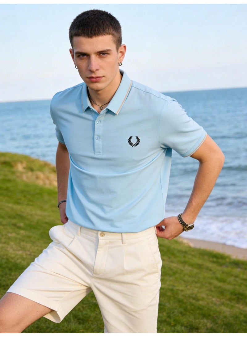 فريد بيري Fred Perry Polo shirt with contrast trim | Premium breathable mesh cotton short sleeve casual shirt with laurel wreath logo. - Image 4