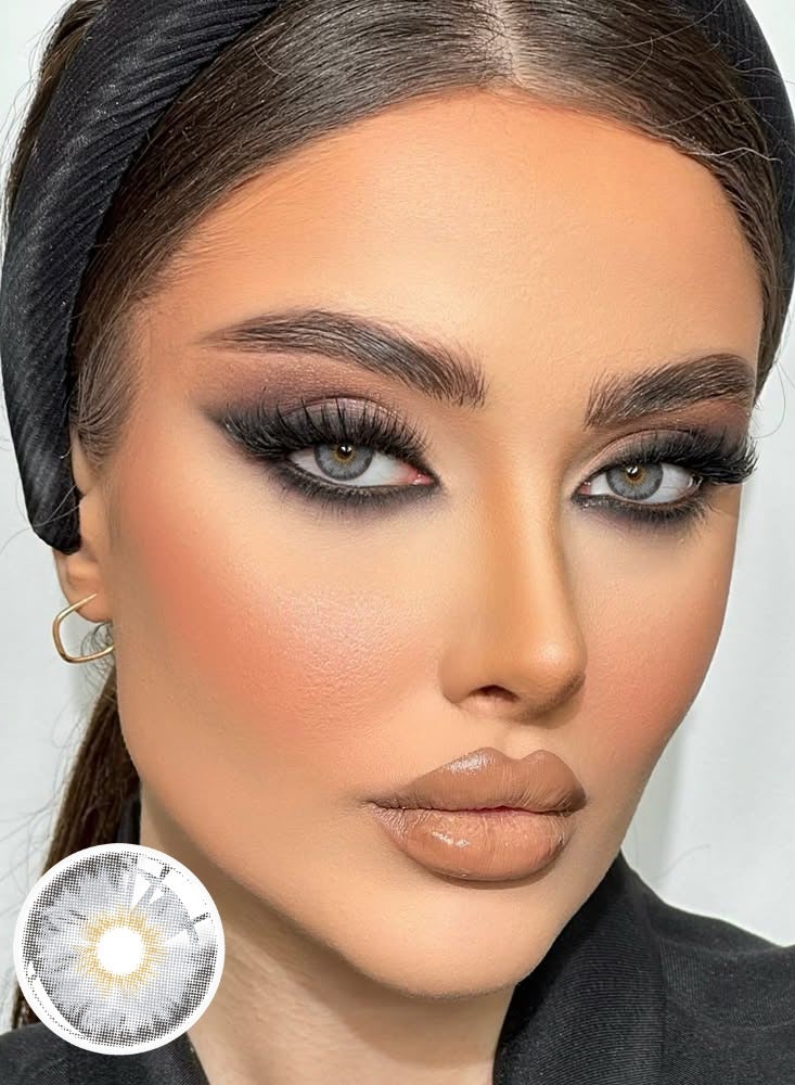 يواي عدسات لاصقة ملونة سنوية رمادية اللون، عدسات لاصقة تجميلية للجنسين، عدسات طبيعية عصرية، عدسات لاصقة لينة تحتوي على 42% من الماء - Image 2