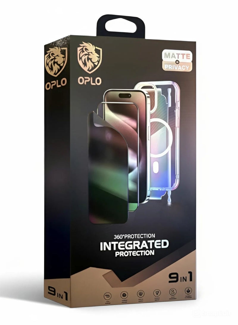 بكج الحماية الكاملة الجديد لـ آيفون 16 بلس (iPhone 16 Plus) مع كفر يدعم الشحن اللاسلكي (MagSafe) و مسكة بتصميم رائع وفريد للجراب, حماية كاملة لجهازك ضد الخدوش والسقوط (10in1), البكج الأصلي