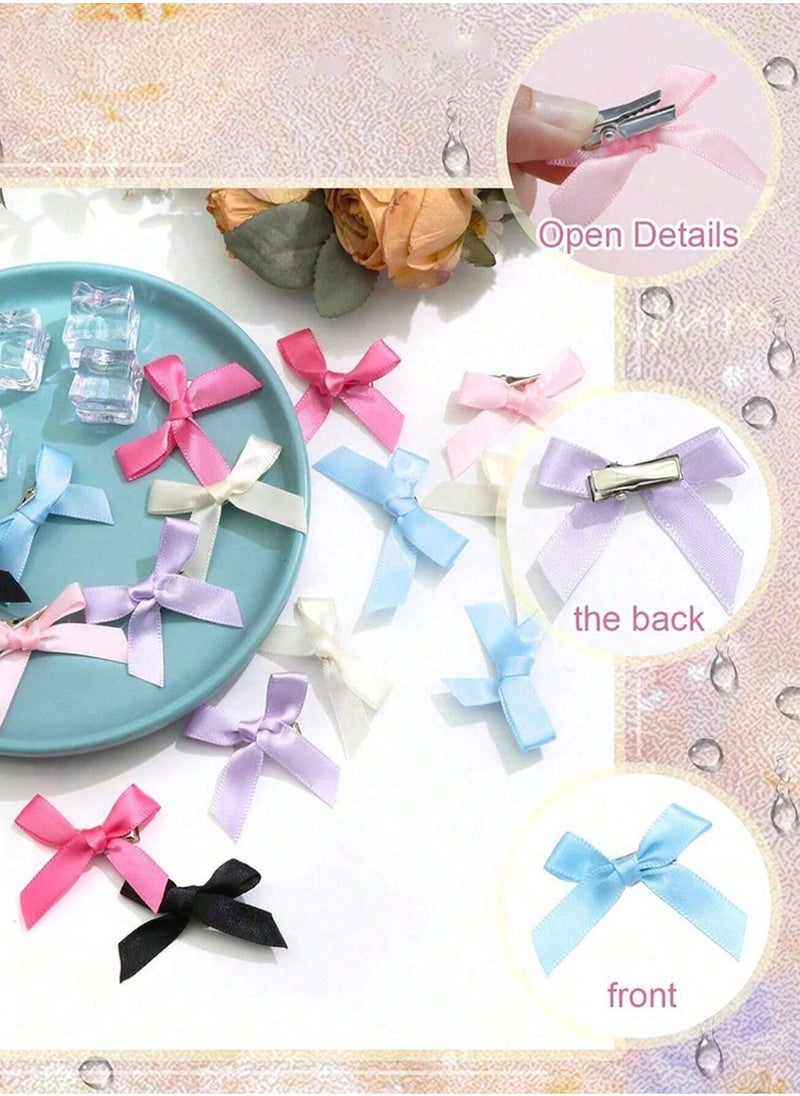 KHAJUL 56-Piece Mini Bow Hair Clips, Sweet Non-Slip Bow Hair Accessories for Women and Girls (7 colors)  - Image 4