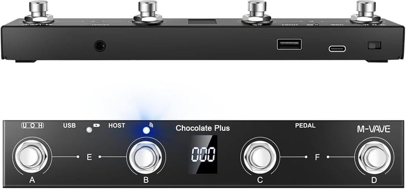 وحدة تحكم M-VAVE Chocolate Plus MIDI اللاسلكية القابلة للبرمجة مع 4 أزرار، وحدة تحكم MIDي قدمية محمولة قابلة لإعادة الشحن - Image 1