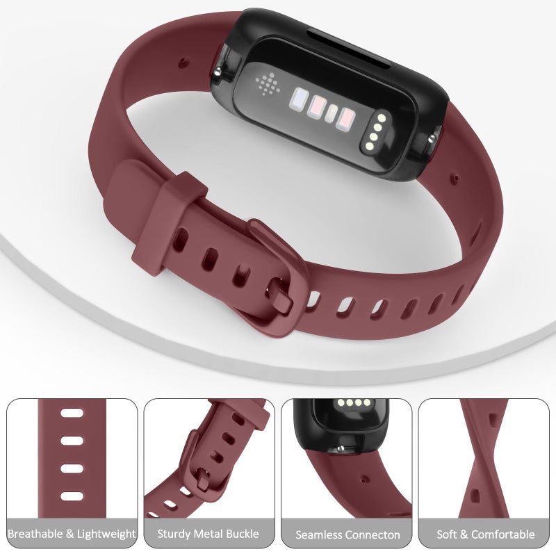 Meliya for Fitbit Inspire 3 Bands Women Men, Soft Silicone Adjustable Wristband Replacement Sport Straps Compatible with Fitbit Inspire 3 Fitness Tracker (Wine Red) - Image 4