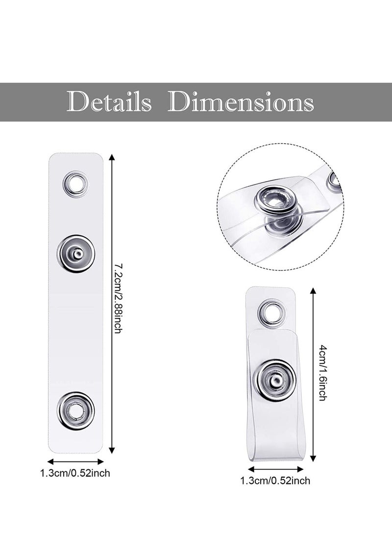 Badge Holder, Clear ID Plastic Badge Strap with Snap and Eyelet Vinyl Badge Clips for Card Holder, Lanyards, and Key Rings  100