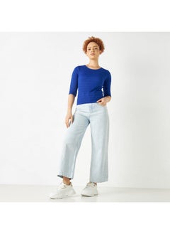 2Xtremz 2Xtremz Textured Round Neck T-shirt with 3/4 Sleeves  - Image 2