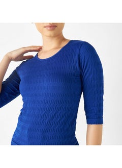 2Xtremz 2Xtremz Textured Round Neck T-shirt with 3/4 Sleeves  - Image 4